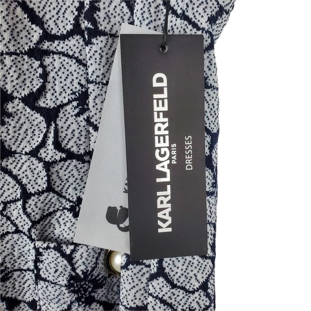 Karl Lagerfeld Stitch Fix Kira Pearl Detail Knit Dress Floral V Neck Sleeveless - Picture 2 of 7